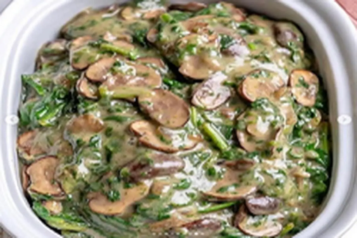 طرز تهیه سس قارچ و اسفناج