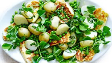 طرز تهیه سالاد نخود فرنگی و پنیر کبابی
