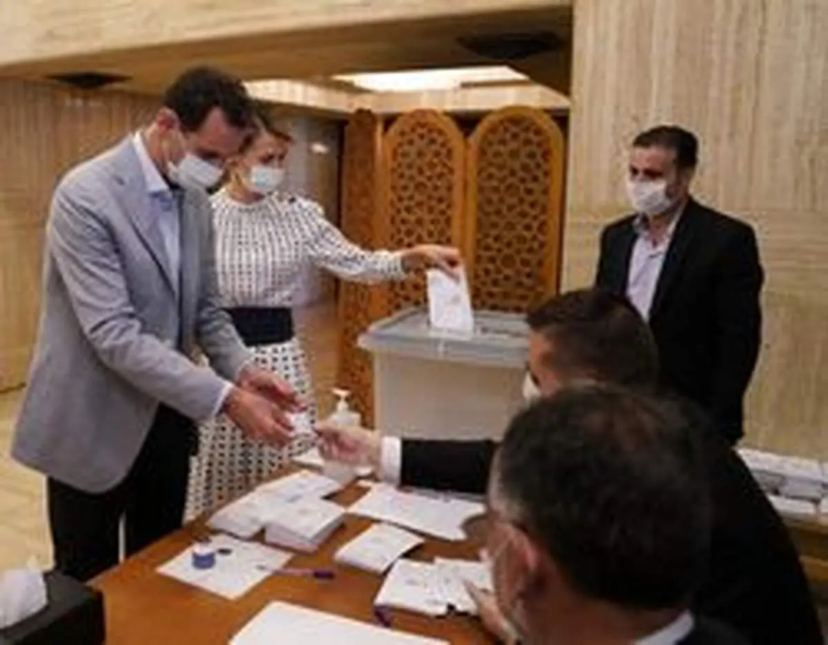حضور بشار اسد و همسرش در انتخابات پارلمانی سوریه +عکس