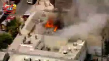 یک مرکز تجاری در لس‌آنجلس دچار آتش‌سوزی شد + فیلم