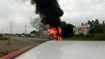 آتش‌سوزی اتوبوس در محور فومن-سراوان