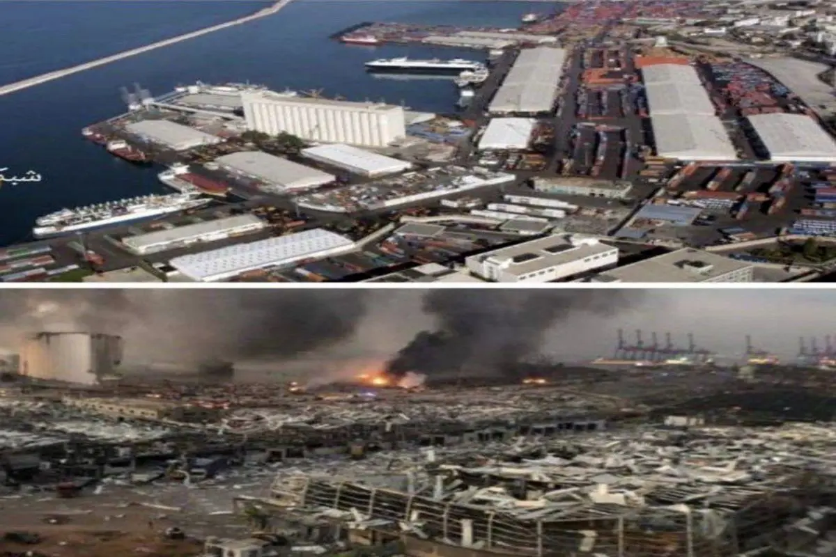 مقایسه میزان خسارت قبل و بعد انفجار بندر لبنان + عکس