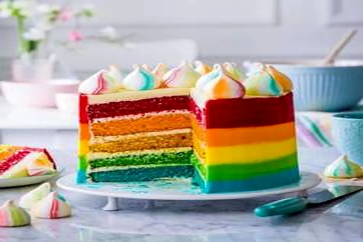 طرز تهیه کیک رنگین کمان رنگارنگ و متفاوت