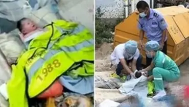پیداشدن نوزاد در کنار سطل آشغال خیابان!