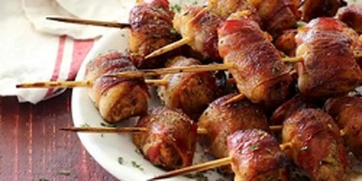طرز تهیه کباب چوبی مرغ و بیکن