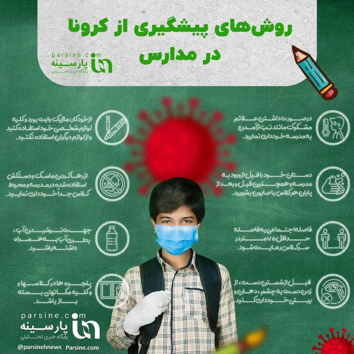 روش‌های پیشگیری از ابتلا به کرونا در مدارس + اینفوگرافی