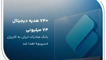 ۷۴۰ هدیه دیجیتال ۷۴ میلیون ریالی بانک صادرات ایران به کاربران «سپینو» اهدا شد