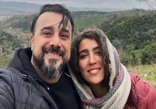 قاب عکس عیدانه دو نفره جذاب؛ مونا کرمی و سپند امیرسلیمانی 