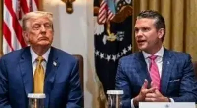 تتوی خاص وزیر جنگ آمریکا حین نمایش قدرت‌نمایی+عکس و فیلم 