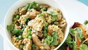 قارچ پلو با نخود فرنگی؛ غذایی باب طبع وگن‌ها