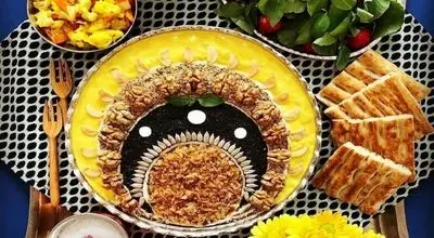 حلیم بادمجان مجلسی خوشمزه با برنج و گوشت
