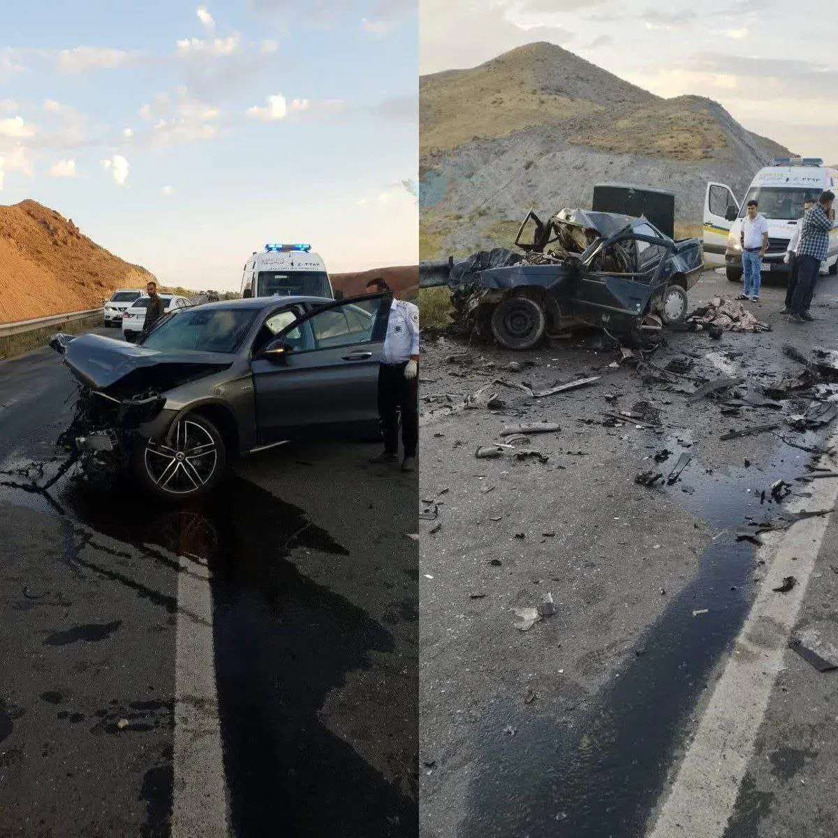 مرگ وحشتناک اعضای خانواده در خودروی ملی در تصادف با مرسدس بنز+عکس