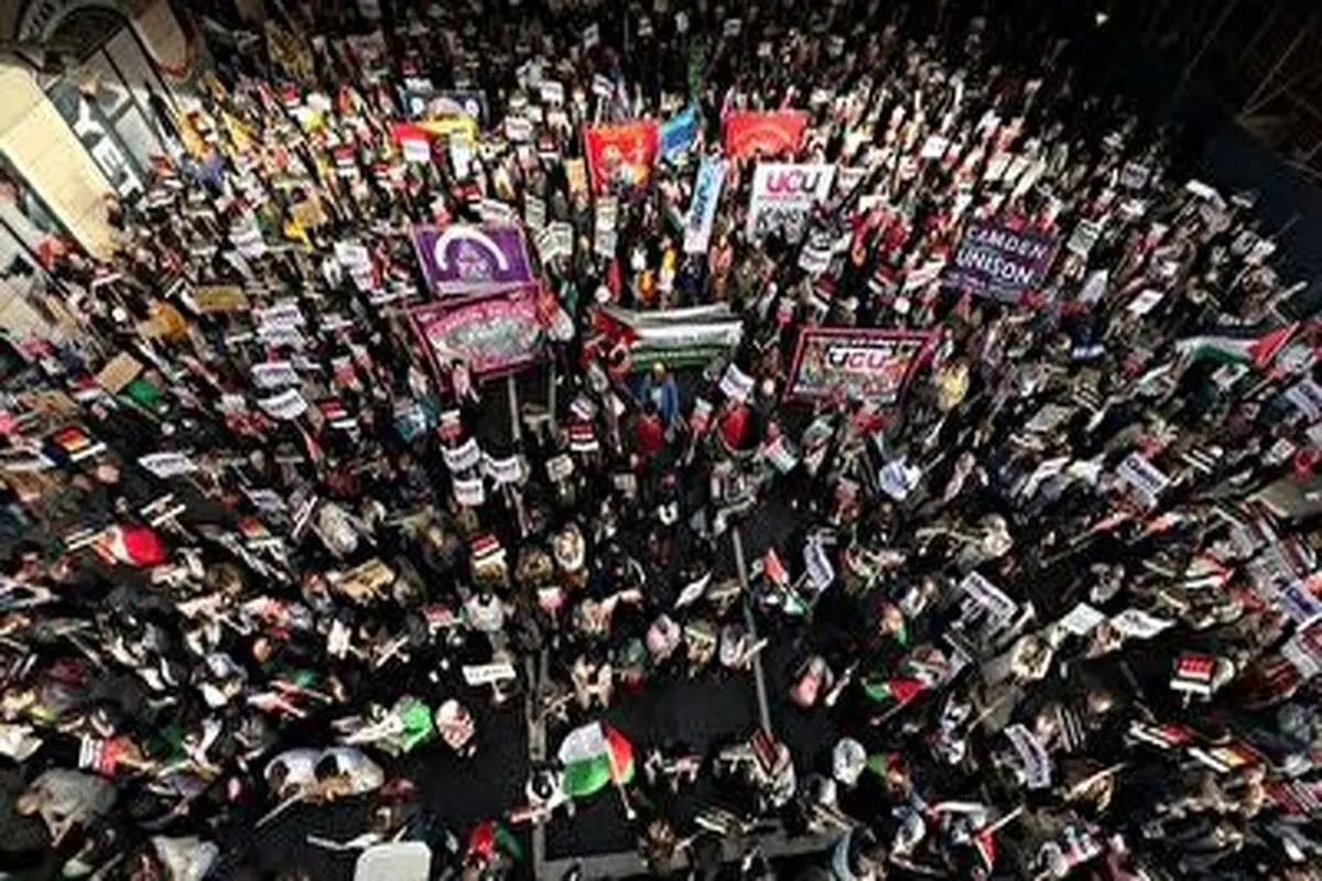 تظاهرات دهها هزار نفری در حمایت از فلسطین+فیلم