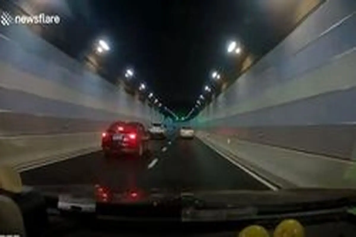تصادف وحشتناک داخل تونل بخاطر لجبازی دو راننده+فیلم