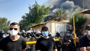 به آتش کشیدن دفتر حزب دموکرات کردستان بعد از تشبیه حشدالشعبی به داعش +عکس