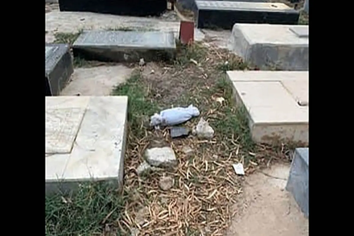 جنازه نوزاد کفن شده در قبرستان گناوه+عکس