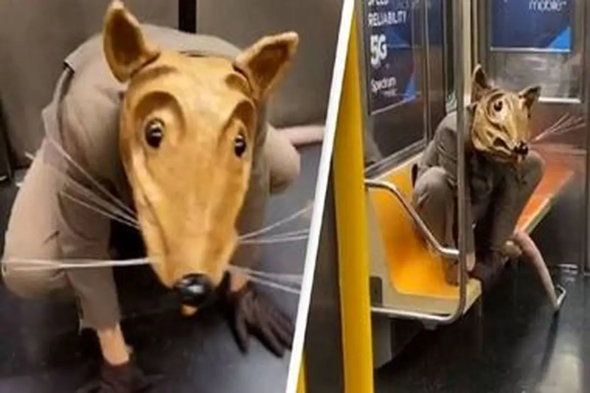 ماسک عجیب یک مسافر در مترو سوژه رسانه‌ها شد+ عکس
