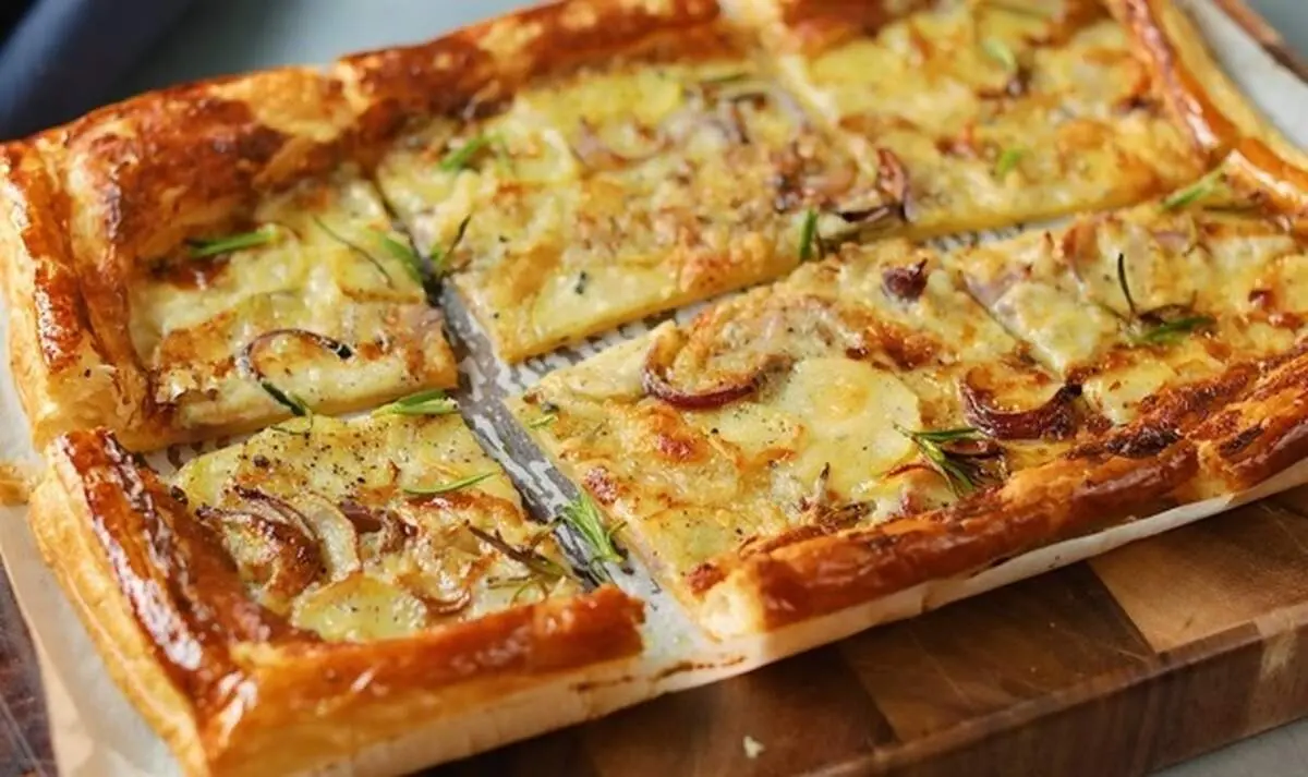 طرز تهیه تارت سیب زمینی و پنیر گورگونزولا + فیلم