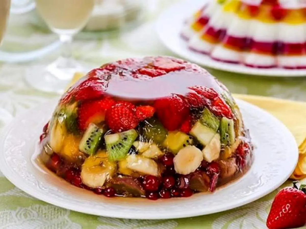 طرز تهیه پودینگ ژله ای میوه + فیلم