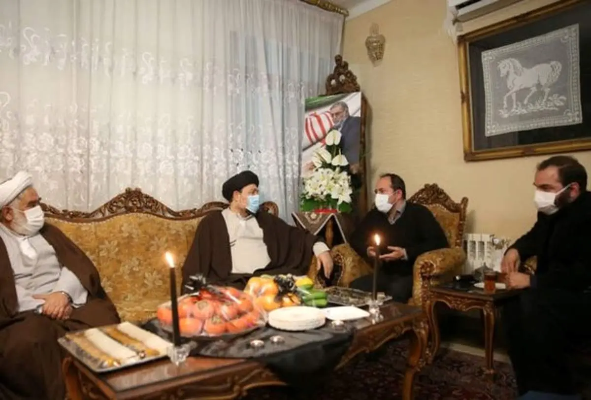 سیدحسن خمینی در منزل شهید فخری زاده، دانشمند ایرانی ترور شده+عکس