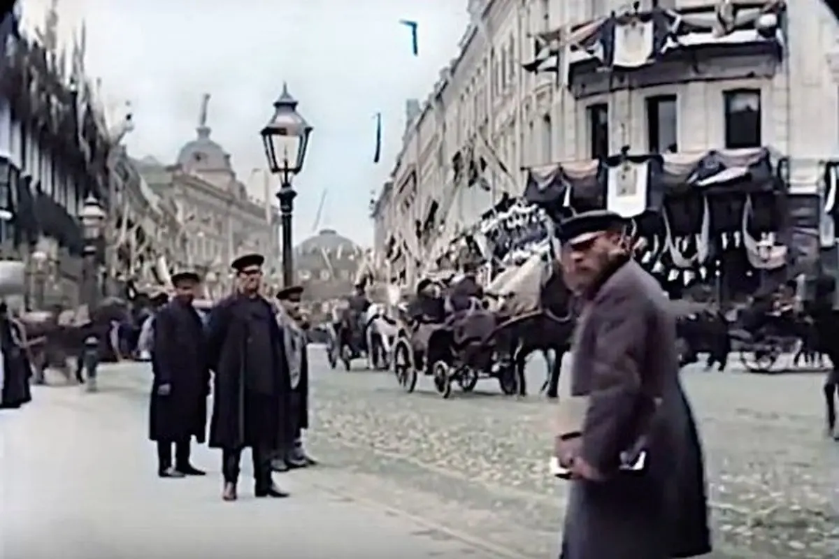 فیلم رنگی شده همراه با صدا از مسکو سال ۱۸۹۶ + ویدیو