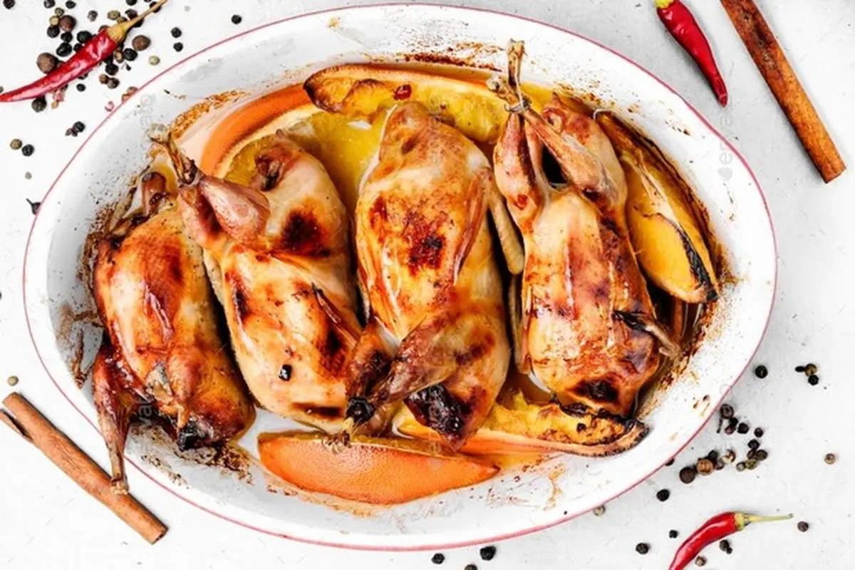 طرز تهیه خورش بلدرچین با سس پرتقال