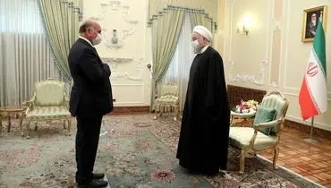 رعایت فاصله اجتماعی در دیدار روحانی و وزیر خارجه عراق+ عکس