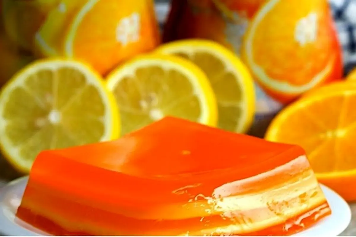 طرز تهیه ژله چند طبقه پرتقال و لیمو + فیلم