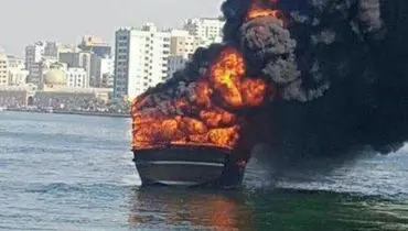 یک لنج صیادی در قشم طعمه حریق شد