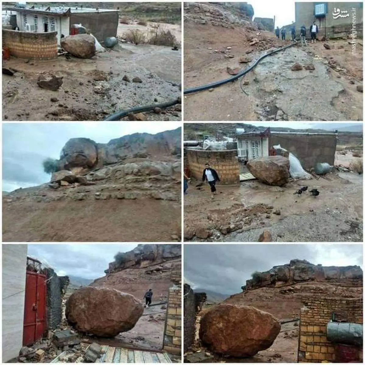سقوط خطرناک تخته سنگ بزرگ در لرستان + عکس