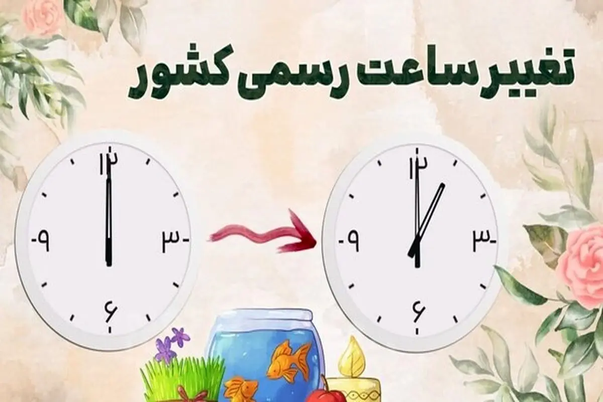 ساعت رسمی کشور یکم فروردین ماه یک ساعت به جلو کشیده می‌شود