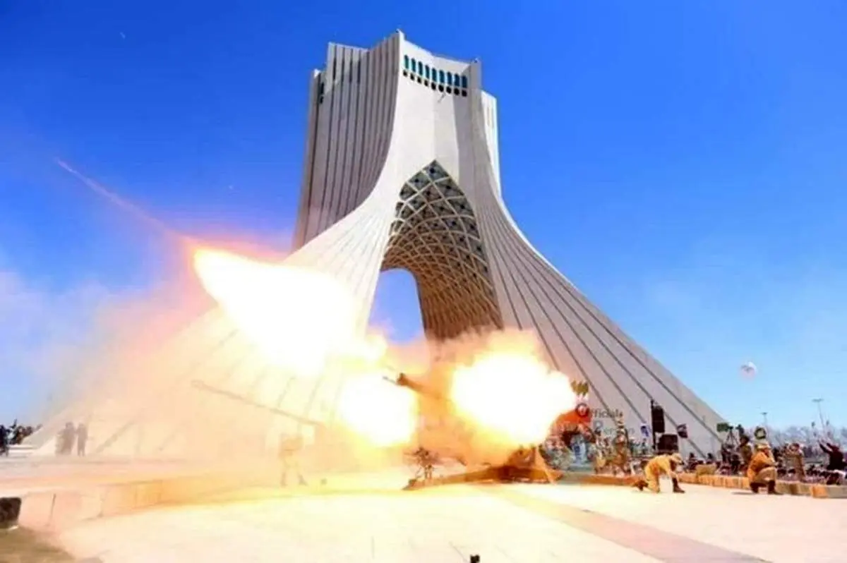 مراسم شلیک توپ در میدان آزادی تهران در لحظه تحویل سال + تصاویر