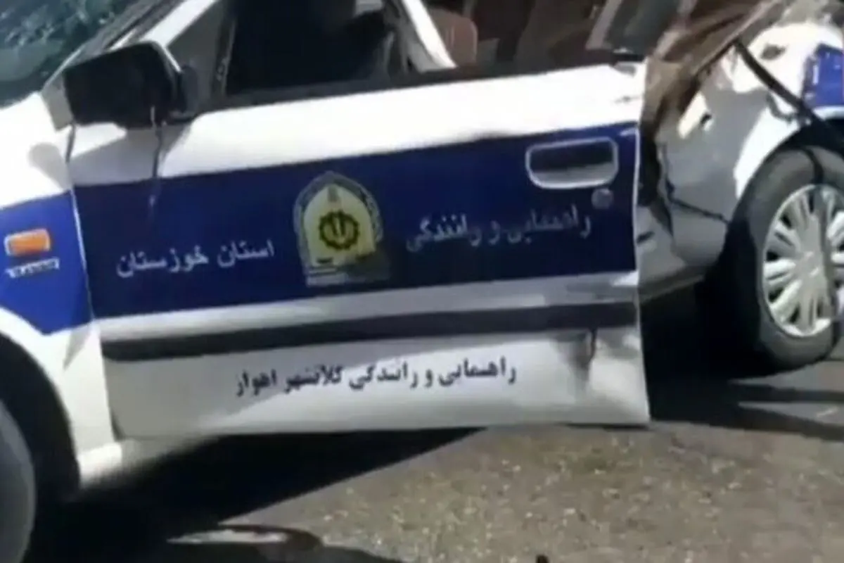 تصادف سنگین چندین خودرو با پلیس راهور در اهواز+ فیلم