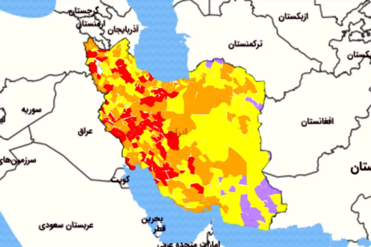 آخرین فهرست رنگ‌بندی کرونایی شهر‌ها+عکس