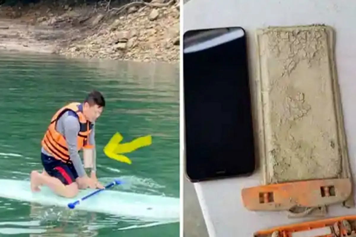 شوک مرد تایوانی پس از پیداکردن گوشی اش از دریاچه! + عکس