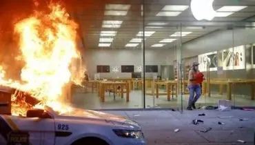 آتش کشیده شدن فروشگاه اپل در آمریکا+فیلم