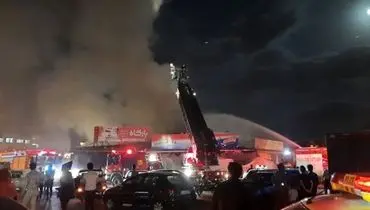 آتش سوزی در بازار خشکبار منطقه مصلای مشهد