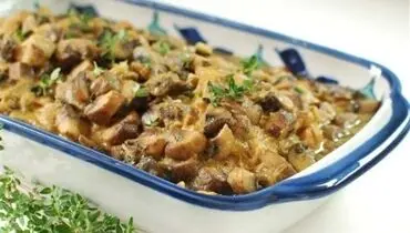 طرز تهیه خورش قارچ و مرغ با عطر زعفران