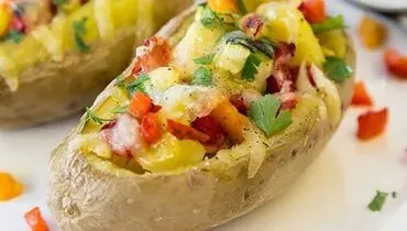 طرز تهیه سیب زمینی پخته شکم پر لذیذ