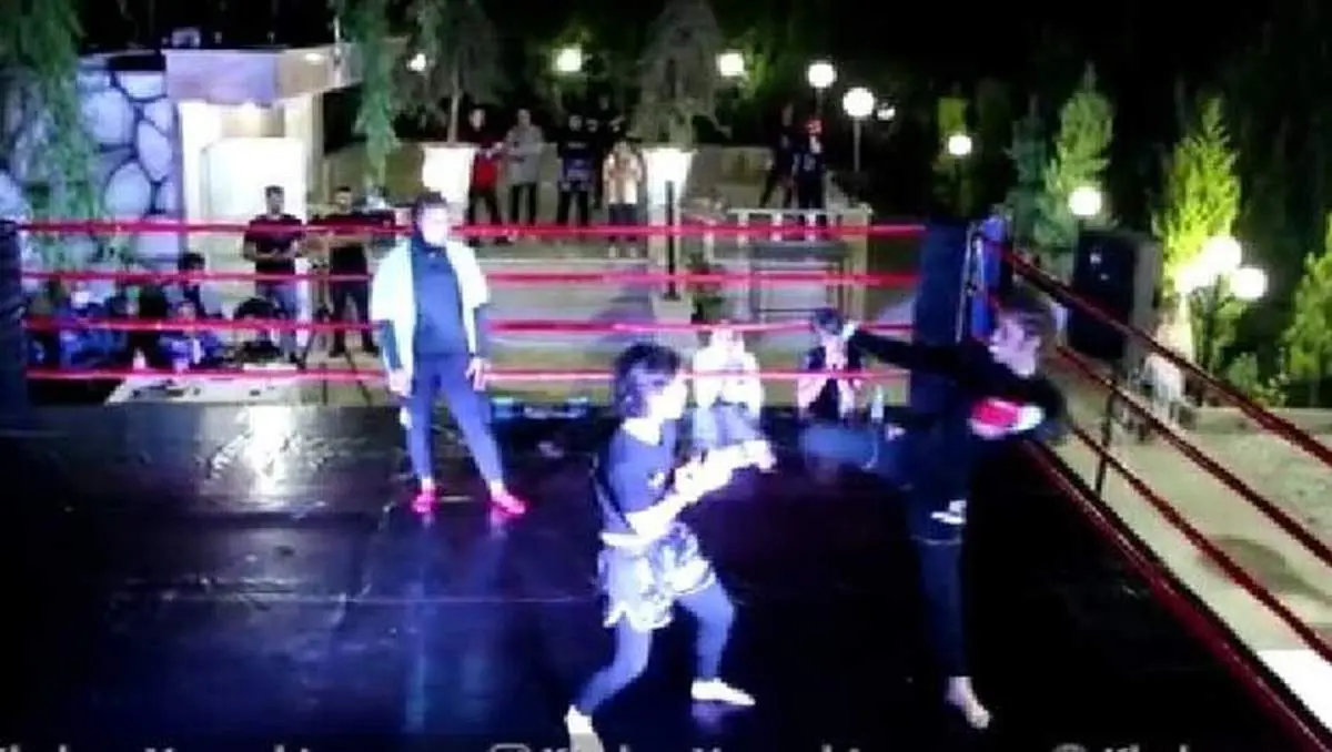 مبارزه شبانه دختران در رینگ MMA در باغی در اطراف شهریار + فیلم