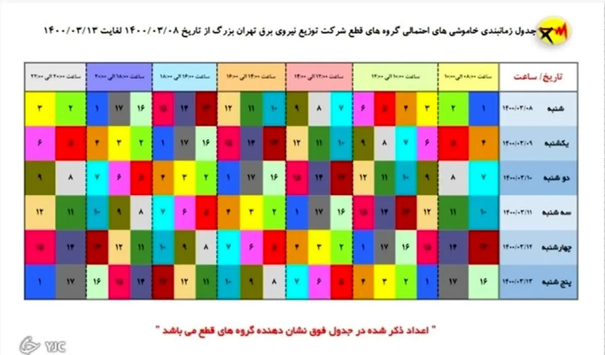 جدول خاموشی‌های امروز در مناطق مختلف پایتخت از ساعت ۱۸ تا ۲۰+عکس