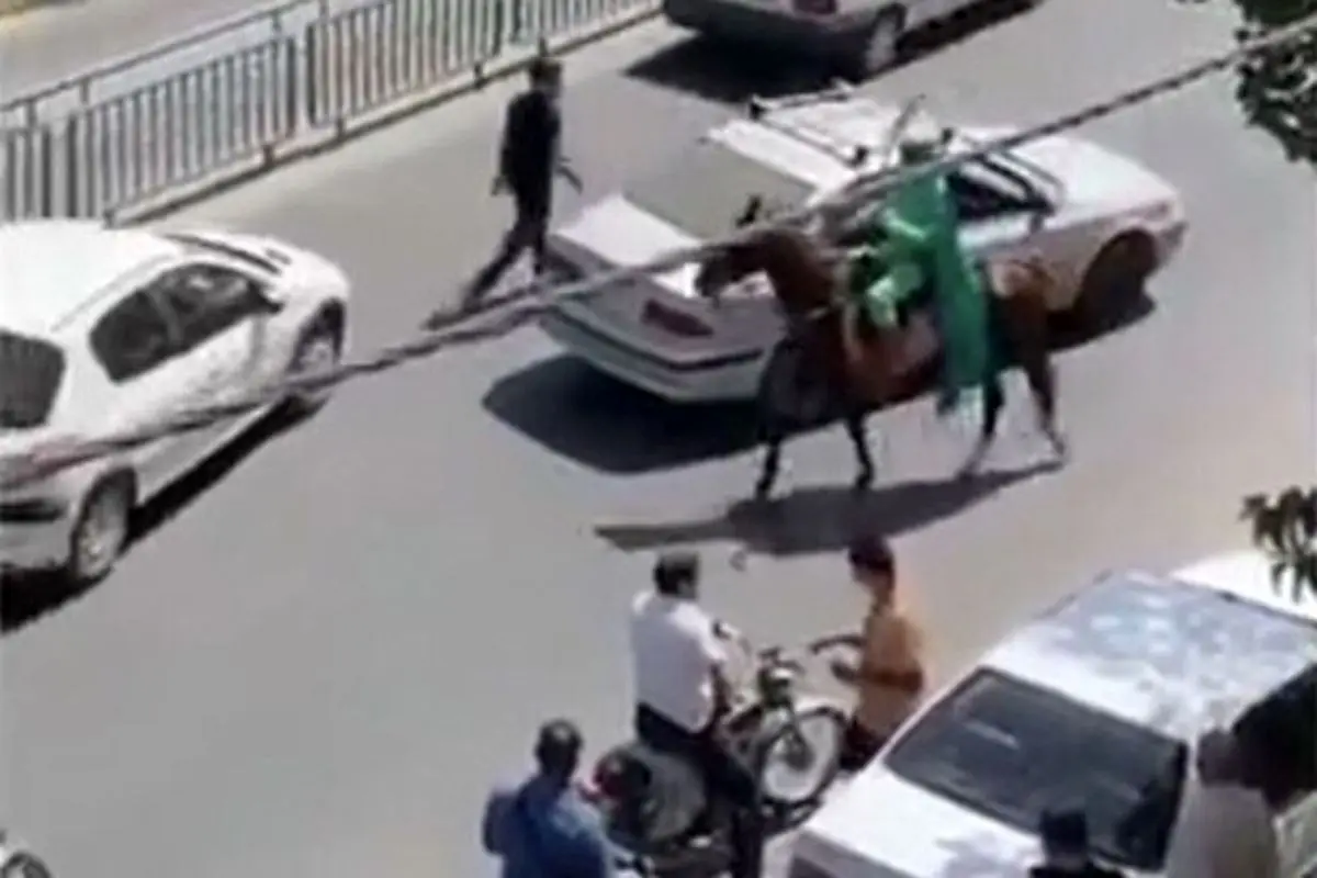دستگیری فردی با اسب و لباس سبز در سطح شهر اصفهان+فیلم