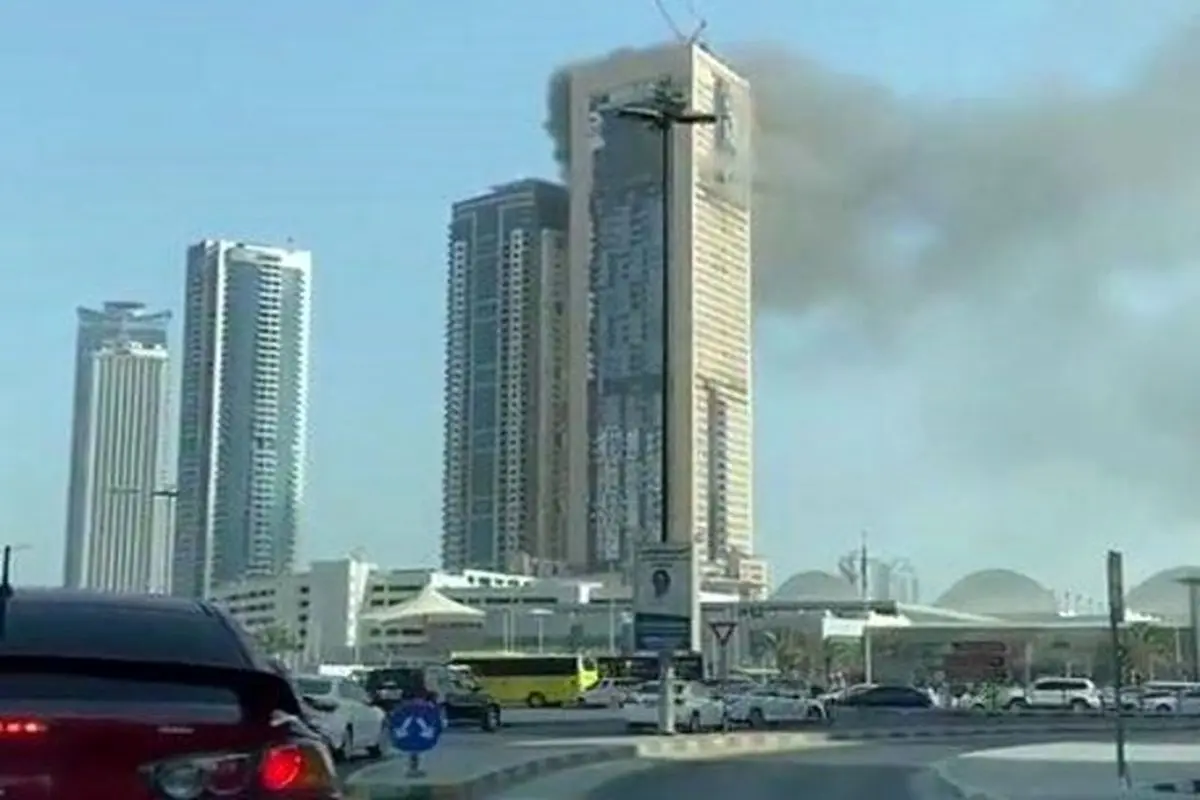 آتش‌سوزی در برجی در «شارجه» امارات + فیلم