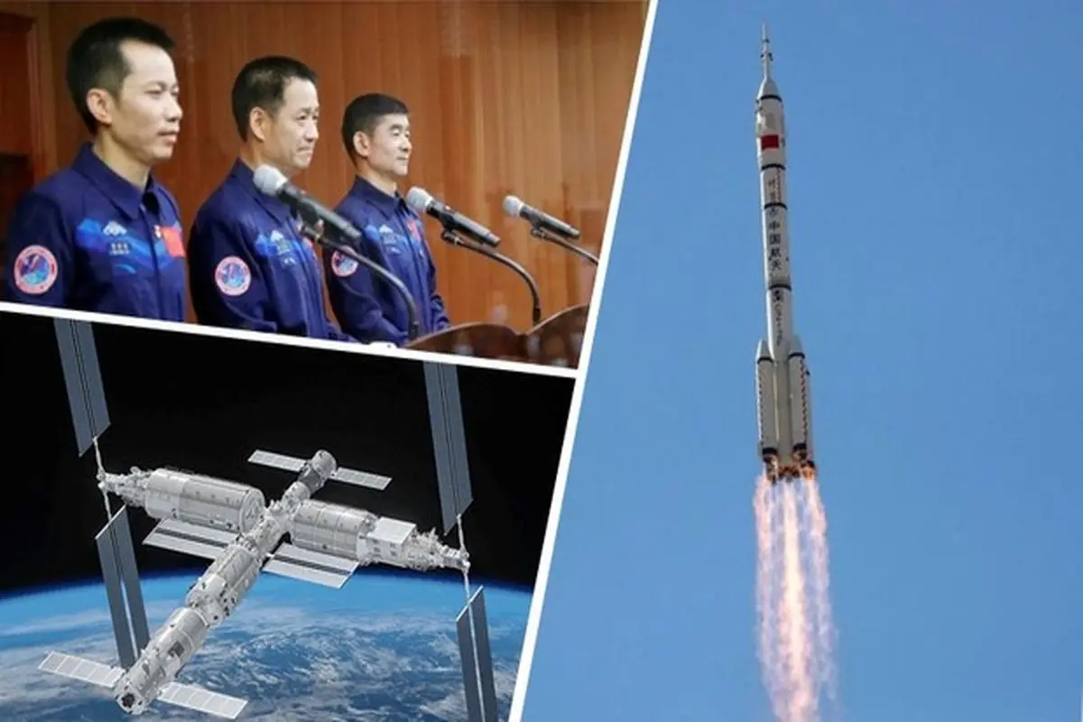 لحظه ورود فضانوردان چینی به ایستگاه فضایی + فیلم