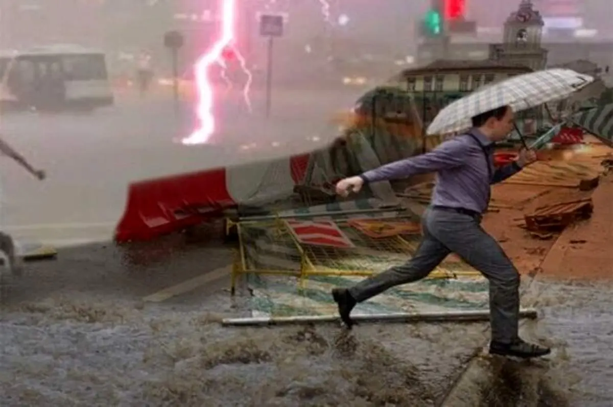 تصاویر هولناک از هم‌زمانی انفجار و طوفان در مسکو! + فیلم