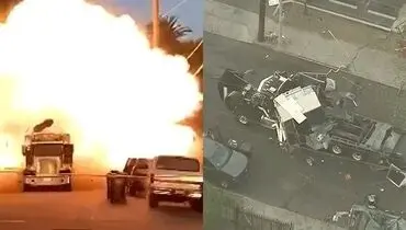 تصاویری هولناک از لحظه انفجار یک کامیون در آمریکا + فیلم