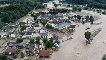 تصاویر پهپادی از وقوع سیل در آلمان و بلژیک + فیلم