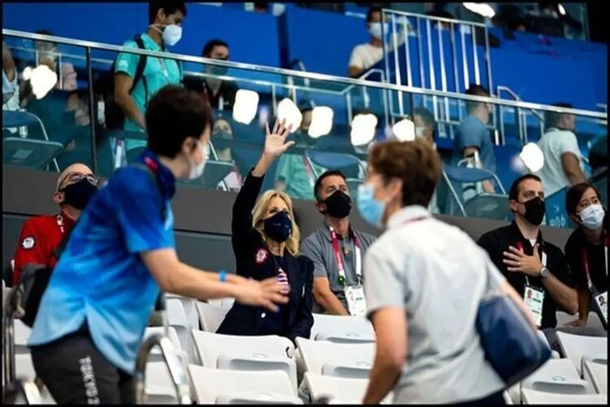 همسر رئیس جمهوری آمریکا در مرکز بازی‌های آبی المپیک توکیو+عکس
