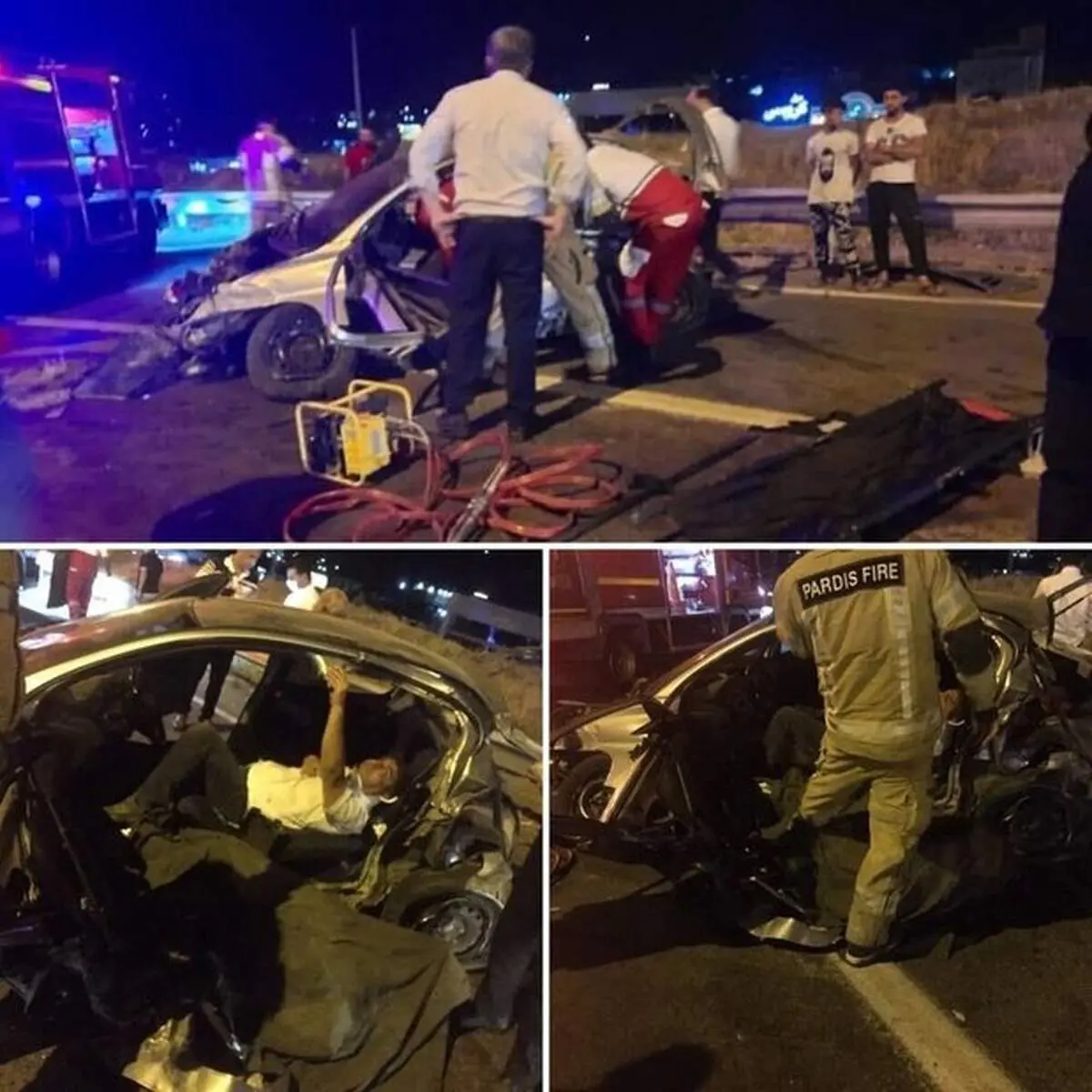 صحنه دلخراش از صحنه تصادف پژو ۲۰۶ در آزادراه پردیس+عکس