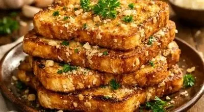 تست فرانسوی خوشمزه با عطر سیر و پنیر پارمسان